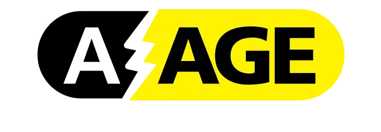 A-Age Electrical Contractors, Inc Logo with White letters with white stroke